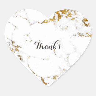Sticker Cœur De Carrare d'or coeur en pierre blanc de marbre