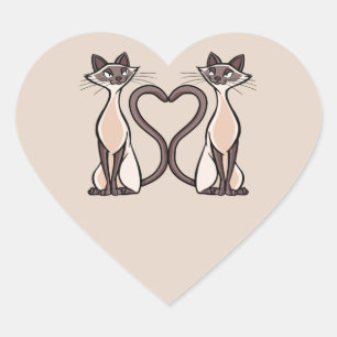 Sticker Coeur de Chats Siamais