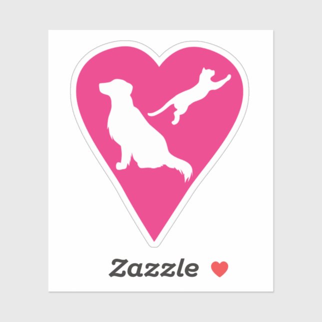 Sticker Coeur de chien et de chat (Feuille)
