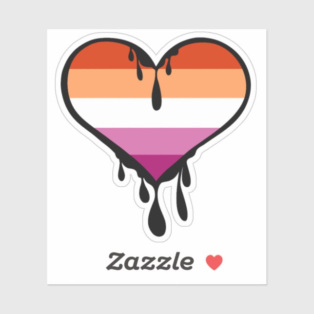 Sticker Coeur de goutte de fierté lesbienne (Feuille)
