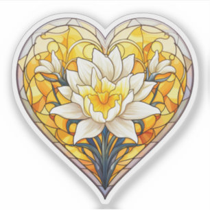 Sticker Coeur de jonquilles en verre tendu