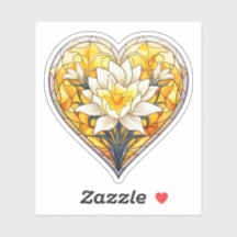 Coeur de jonquilles en verre tendu