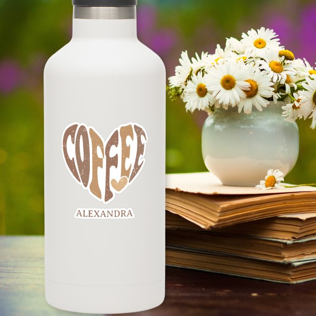 Sticker Coeur de l'amatrice de café Coupe personnalisée (The perfect sticker for anyone who loves coffee!)