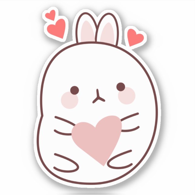 Sticker Cœur de lapin mignon   (Devant)