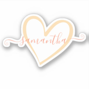 Sticker Cœur de nom calligraphique rose pêche