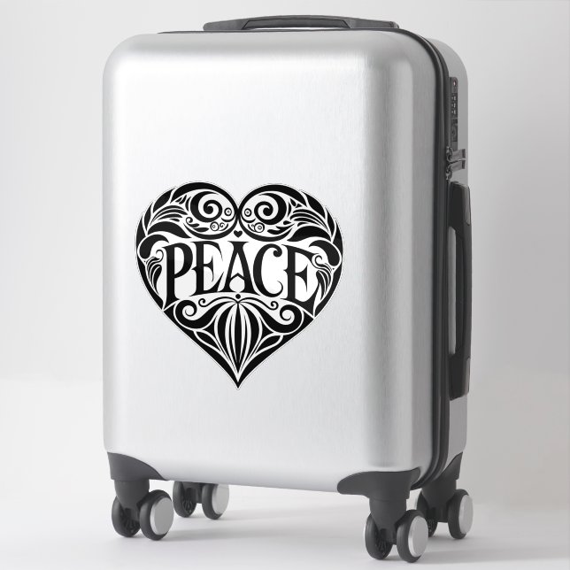 STICKER CŒUR DE PAIX NOIR ET BLANC (Sur valise)