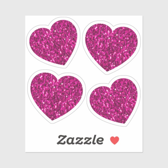 Sticker Coeur de parties scintillant étincelant rose chaud (Feuille)