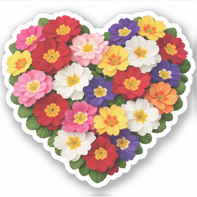 Sticker Cœur de primevère Fleur de naissance de février (Devant)