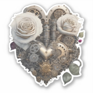 Sticker Coeur de vapeur aux roses blanches