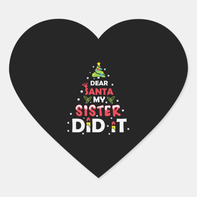 Sticker Cœur Dear Santa My Sister (Devant)