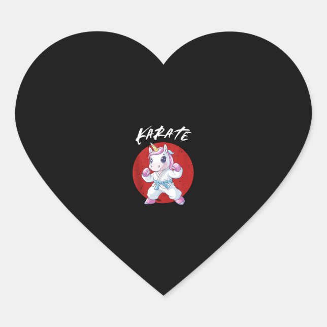 Sticker Cœur Débardeur licorne de karaté mignonne (Devant)