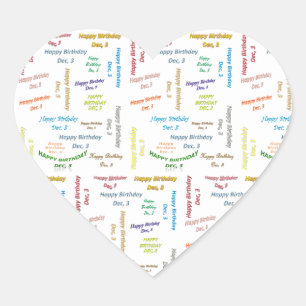 Sticker Cœur Décembre 3 Anniversaire