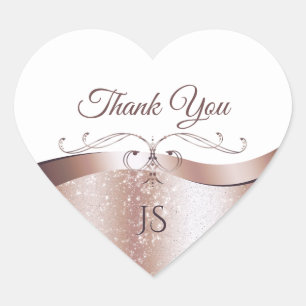 Sticker Cœur Décor doré Wavy Rose sur Merci blanc