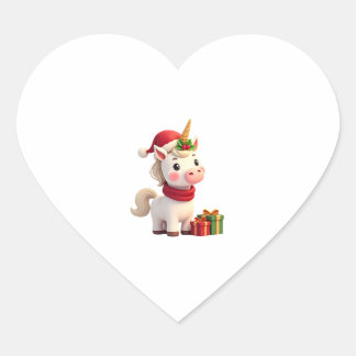 Sticker Cœur Décoration de Noël Licorne Santa Licorne T-shirt d