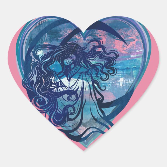 Sticker Cœur Déesse LuneEnfant (Devant)