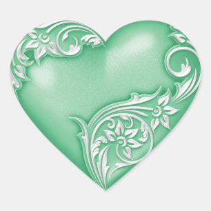 Sticker Cœur Défilement du coeur Jade Green w White