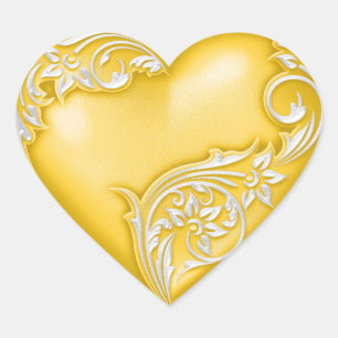 Sticker Cœur Défilement du coeur jaune avec blanc