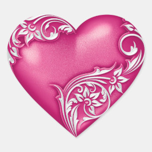 Sticker Cœur Défilement du coeur Magenta w Blanc