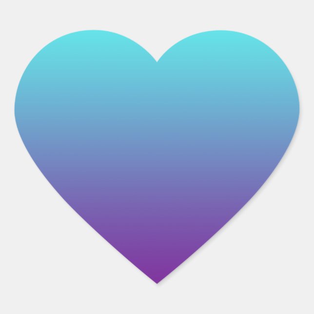 Sticker Cœur Dégradé de fond simple Turquoise Bleu Violet (Devant)