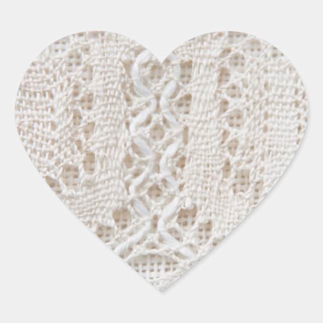 Sticker Cœur dentelle blanche vintage (Devant)