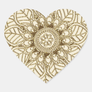 Sticker Cœur Dentelle Mehndi (Stickers En Forme De Coeur)