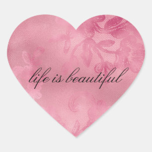 Sticker Cœur Dentelle rose chic