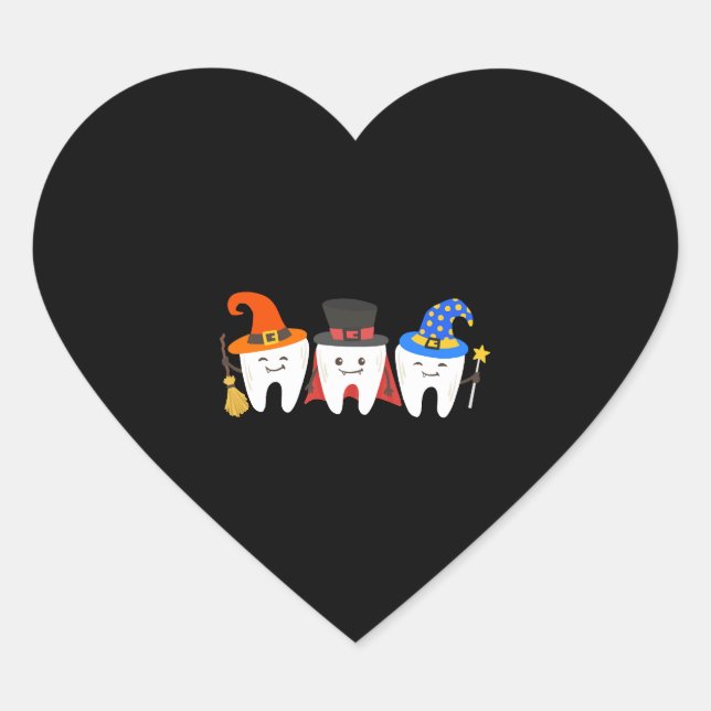 Sticker Cœur Dentiste Halloween dents Dentaire (Devant)