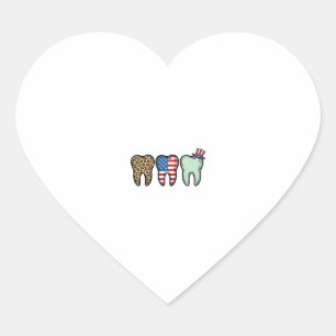 Sticker Cœur Dentiste Patriotique Dent Vintage Léopard Chemise