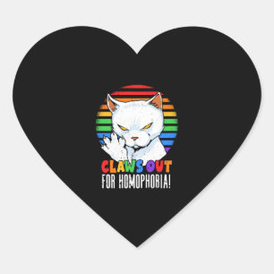 Sticker Cœur Des lois pour l'homophobie Rainbow Angry LGBT Cat