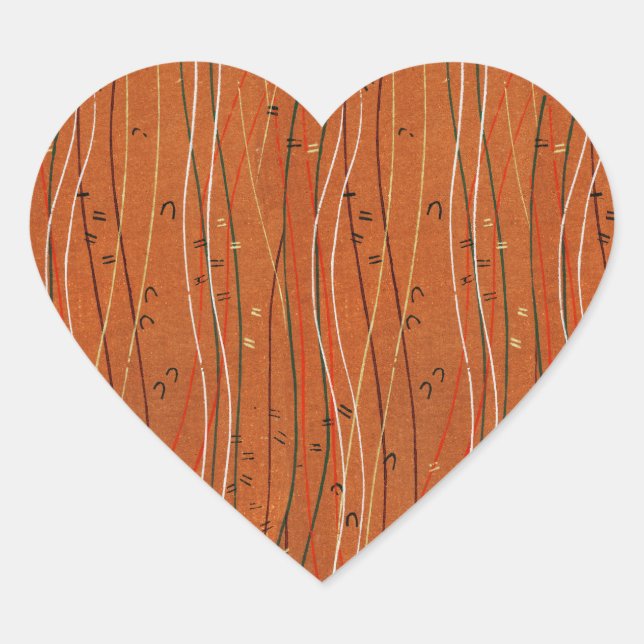 Sticker Cœur Des rayures rouges ondulées : Art Abstrait japonai (Devant)