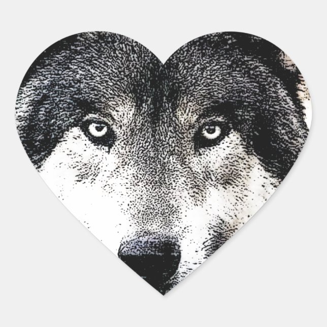 Sticker Coeur des yeux de loup sauvage (Devant)