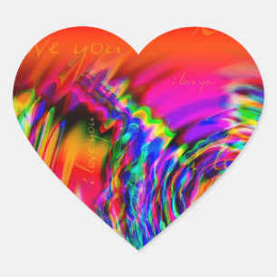Sticker Cœur Design abstrait "I Love You"