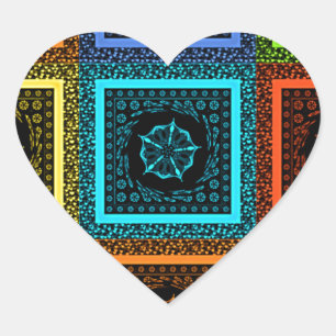 Sticker Cœur Design d'art Motif multicolore de charme À damiers