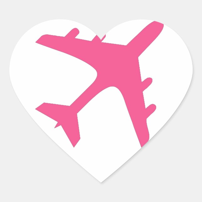Sticker Cœur Design d'avion rose blanc (Devant)