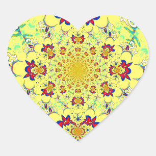 Sticker Cœur Design en damas floral brillant et coloré