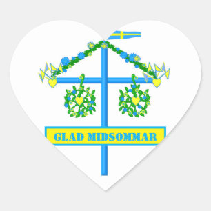 Sticker Cœur design scandinave, Personnalisé Glad midsommar