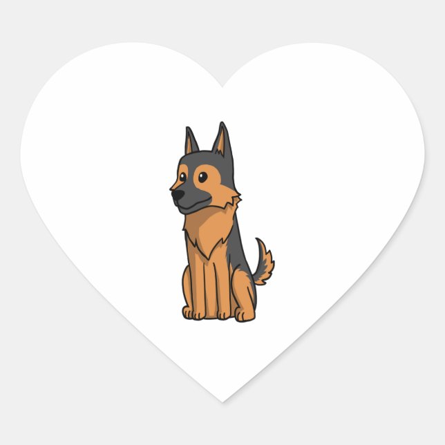 Sticker Cœur Dessin animé de German Shepherd (Devant)