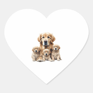Sticker Cœur Dessin crayon couleur d'un Golden Retriever. Essen