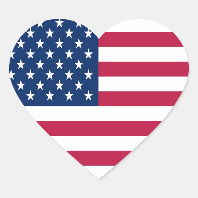 Sticker Cœur Dessin de fierté de drapeau américain USA (Devant)