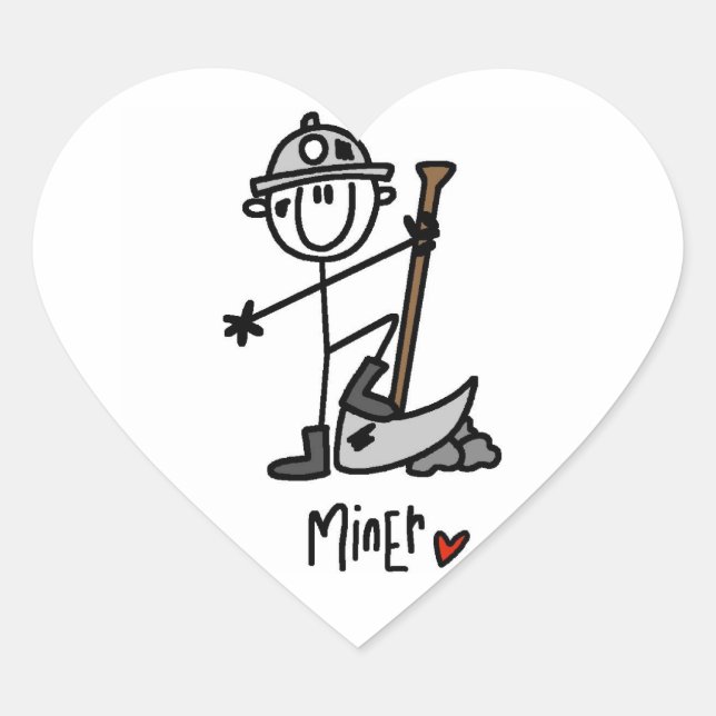 Sticker Cœur Dessin de mineur bâtonnet (Devant)