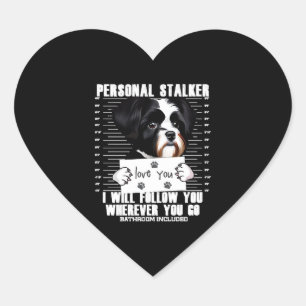Sticker Cœur Dessin de Stalker de Chien Havanais drôle
