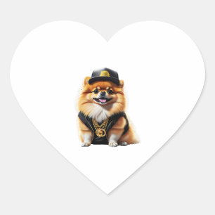 Sticker Cœur Dessin de visage de Husky géométrique d'art modern