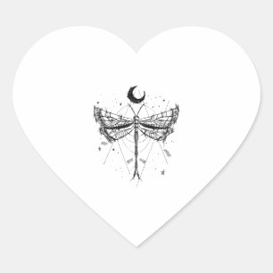 Sticker Cœur Dessin d'une libellule dans le style boho clair de