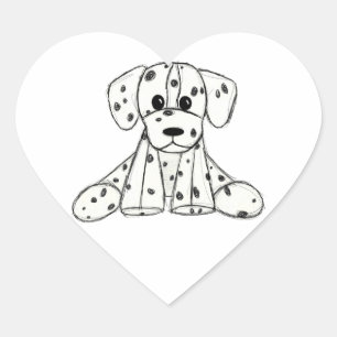Sticker Cœur Dessin simple de contour de chien en peluche dalma