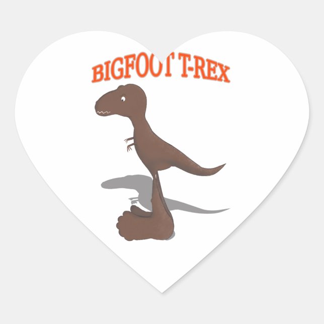 Sticker Cœur Dessin T-Rex Bigfoot (Devant)
