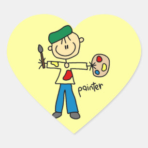 Sticker Cœur Dessinateur bonhomme allumette