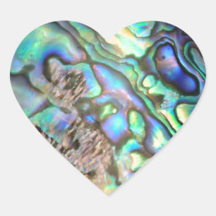Sticker Cœur Détails de la coquille d'ormeau bleu vert pauda