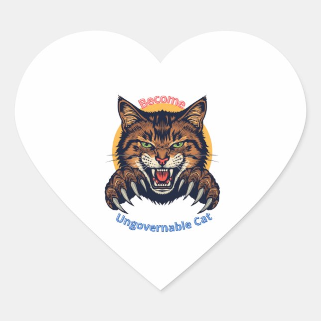 Sticker Cœur Devenez Chat Ingouvernable (Devant)