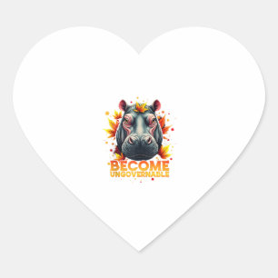 Sticker Cœur Devenez ingouvernable Retro Baby Hippo Moo Deng Au