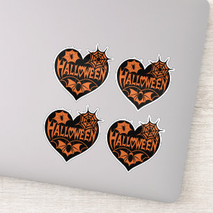 Sticker Cœur d'Halloween, forme de cœur noir, toile d'arai